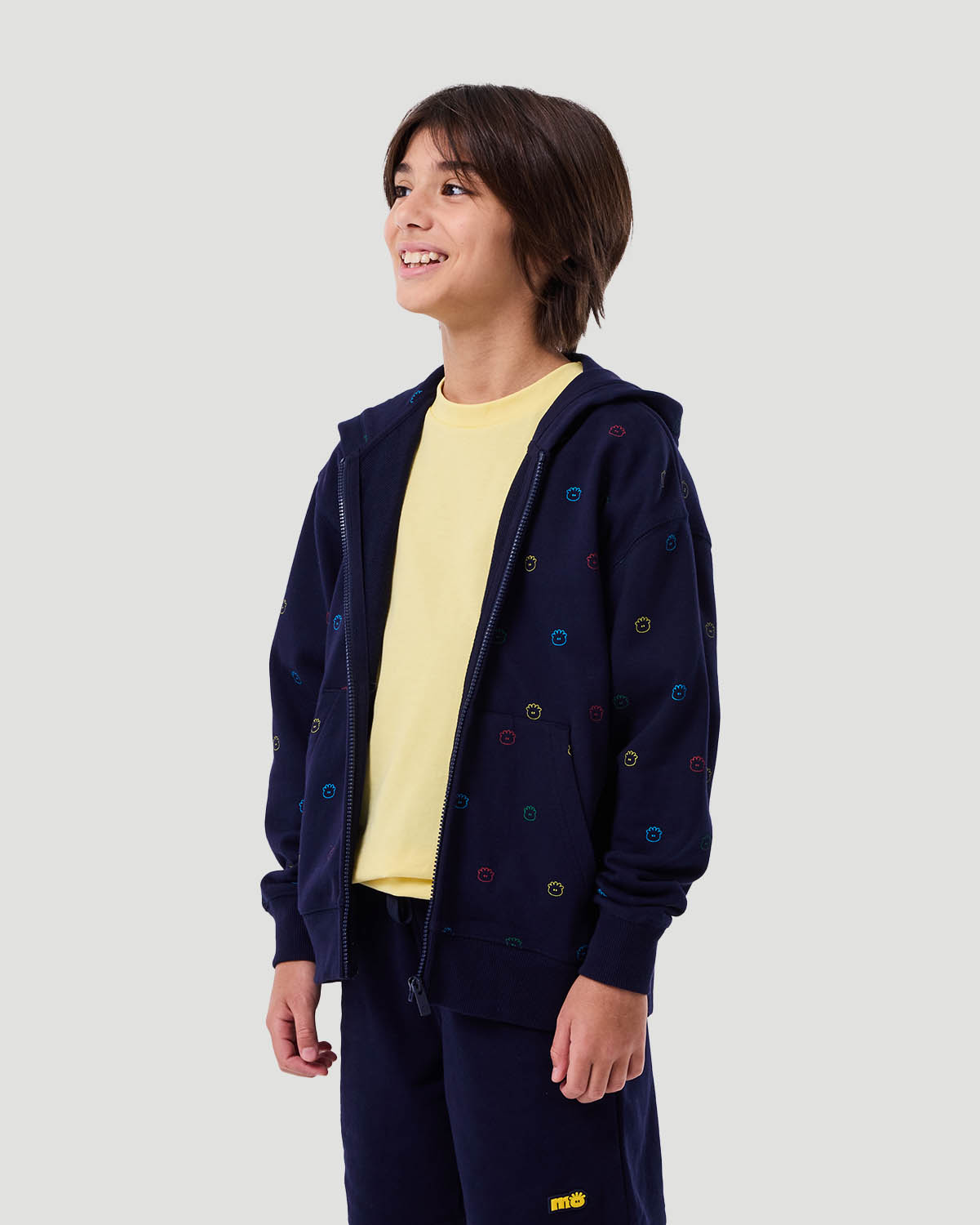 Boy's Printed Zip Hoodie - Navy image number 1