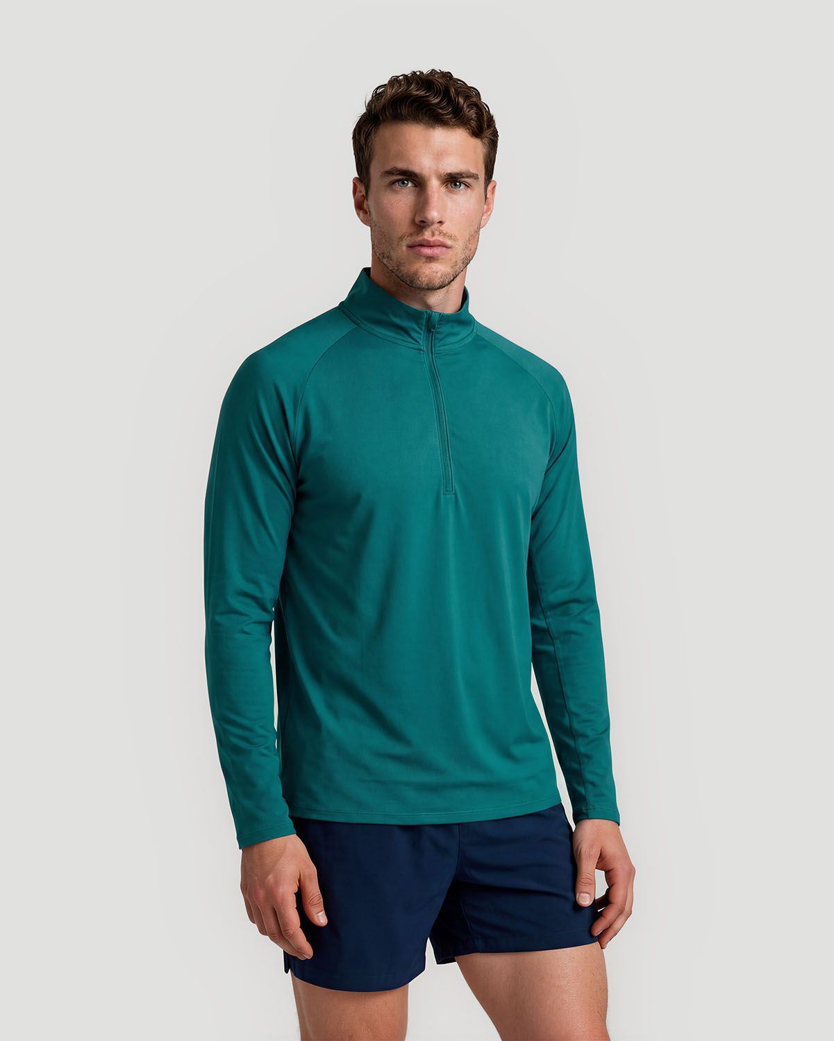 Men's Half-Zip Long Sleeve T-Shirt - Shaded Spruce image number 0
