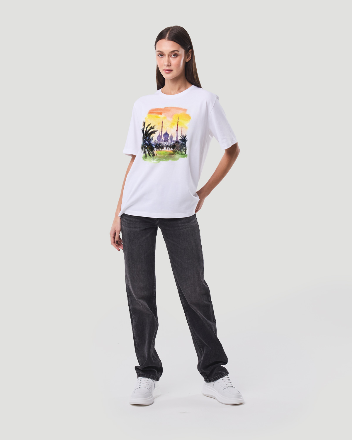 Women's Graphic T-Shirt-Artistic - White image number 5