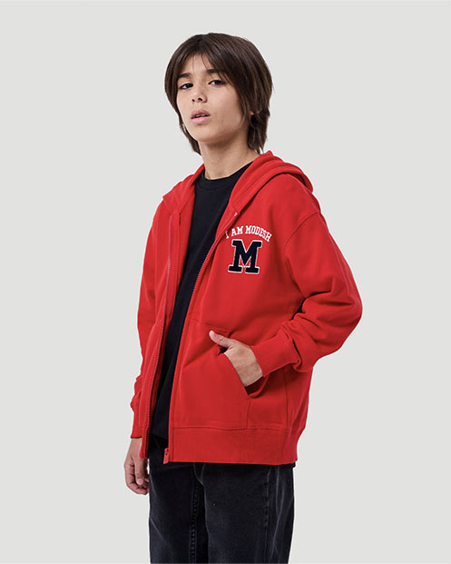 Boy's Zip Hoodie - High Risk Red