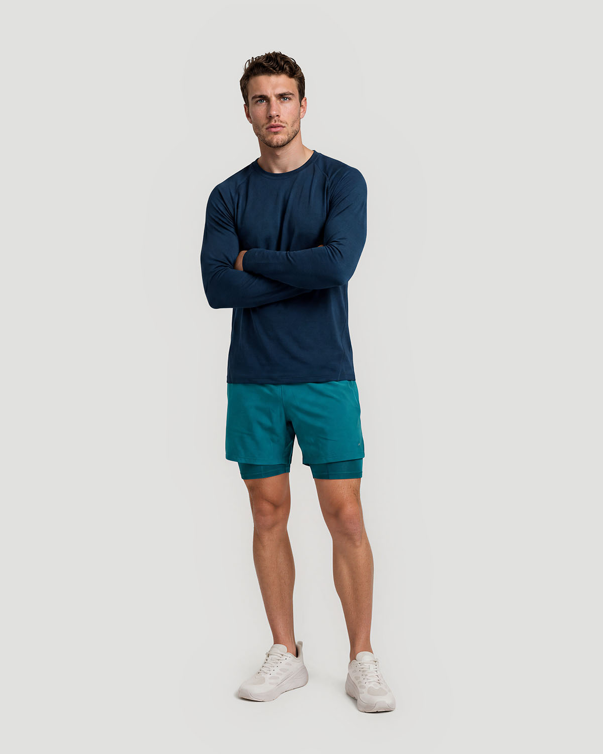 Men's Crew Neck Long Sleeve T-Shirt - Navy image number 2