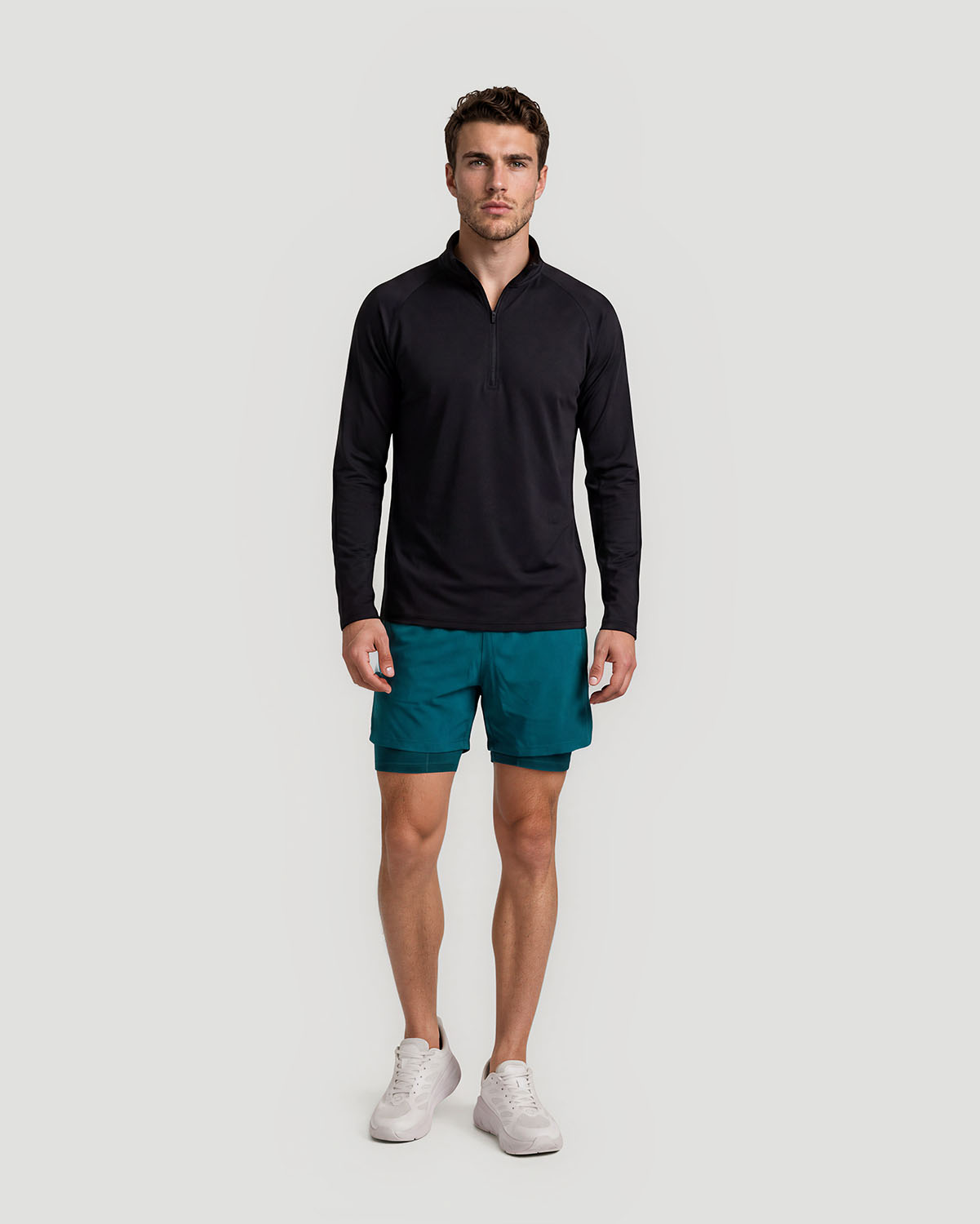 Men's Half-Zip Long Sleeve T-Shirt - Jet Black image number 2