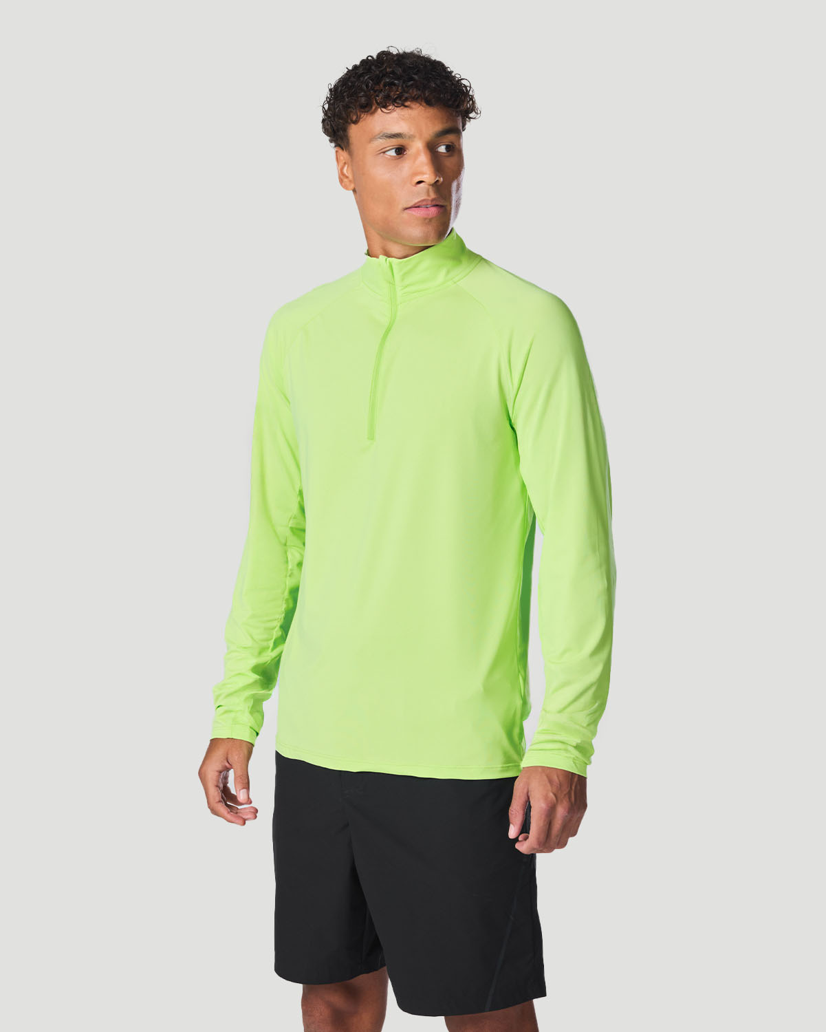 Men's Half-Zip Long Sleeve T-Shirt - Paradise Green image number 0