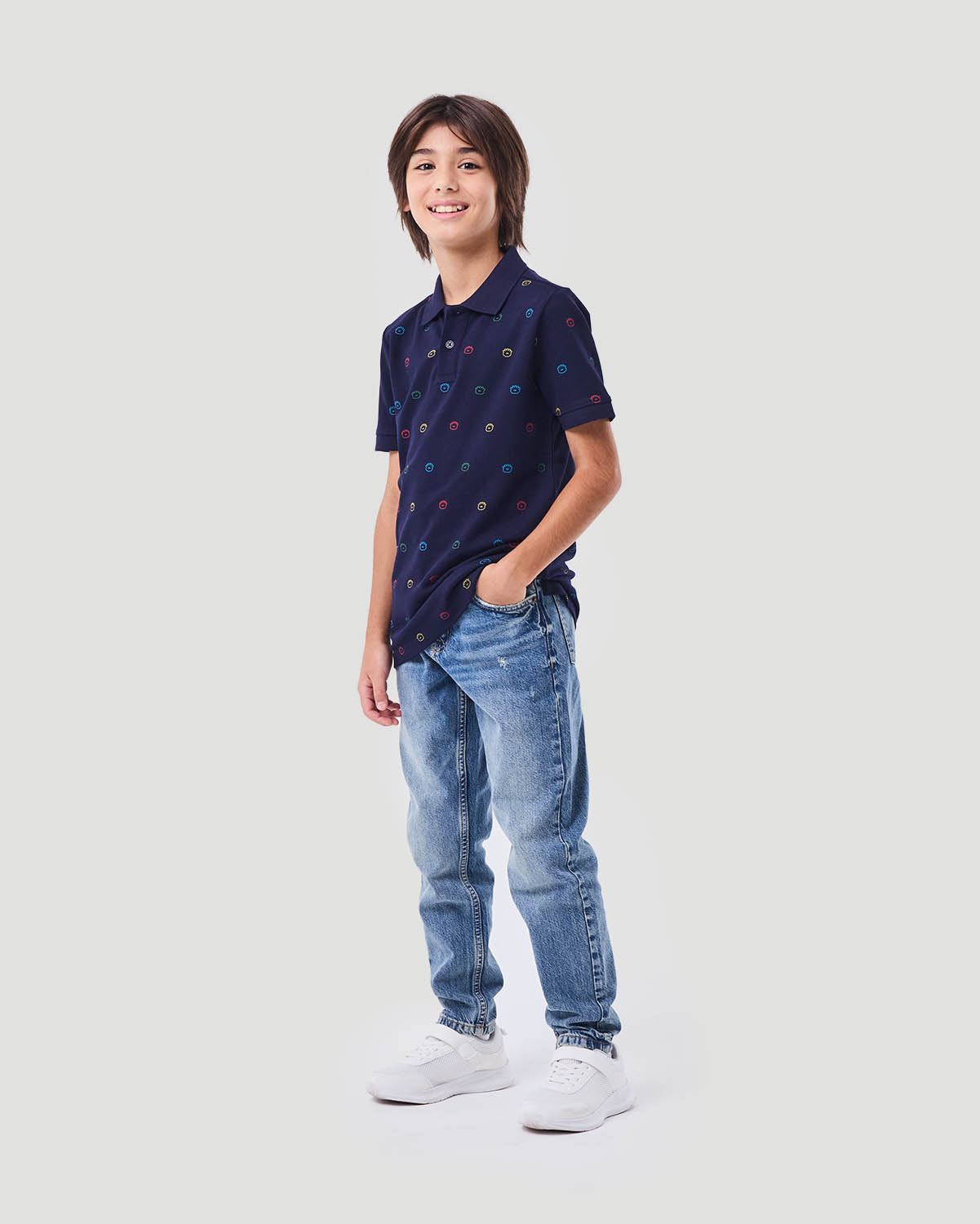 Boy's Printed Polo T- shirt - Navy image number 1