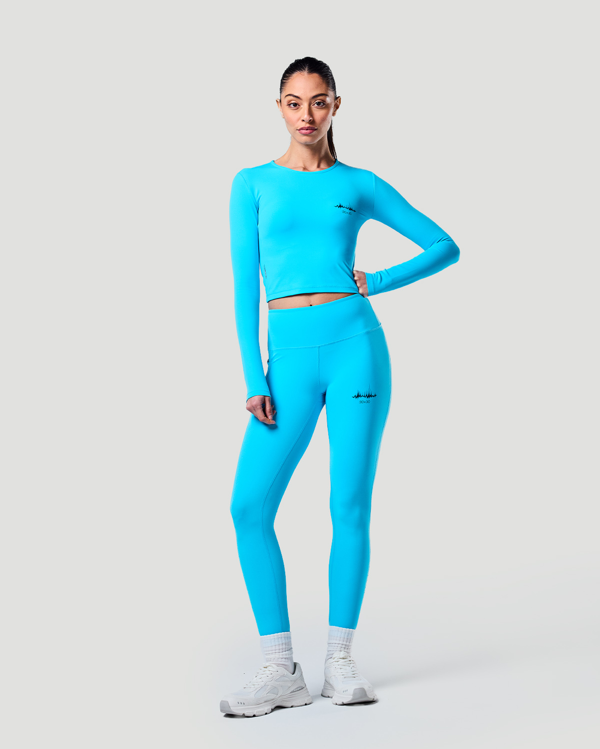 Long Sleeve Crop Top - Blue Atoll image number 0