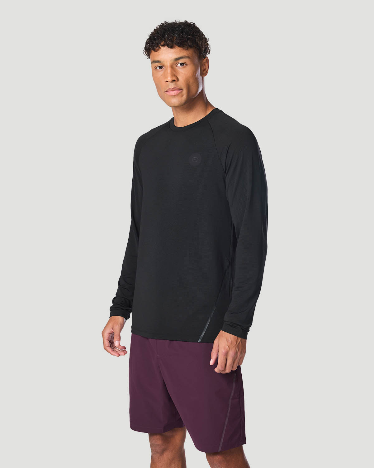Men's Crew Neck Long Sleeve T-Shirt - Jet Black image number 0