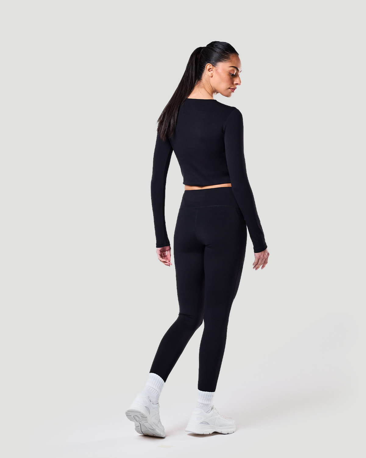 Long Sleeve Crop Top - Jet Black image number 0