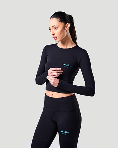 Long Sleeve Crop Top - Jet Black