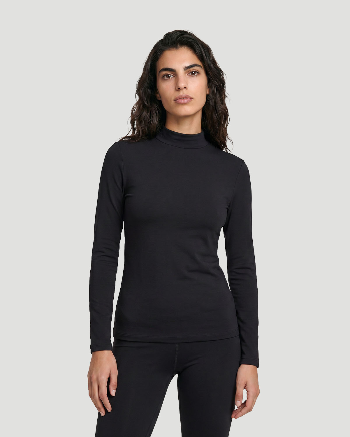 Women's High Neck T-Shirt - Jet Black image number 1