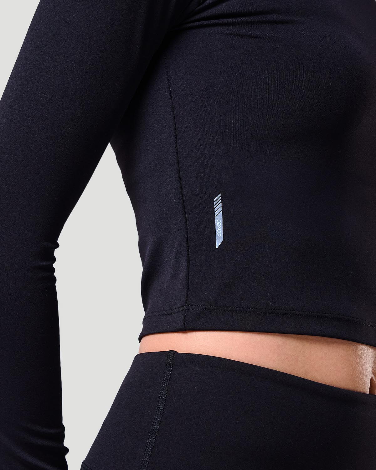 Long Sleeve Crop Top - Jet Black image number 2