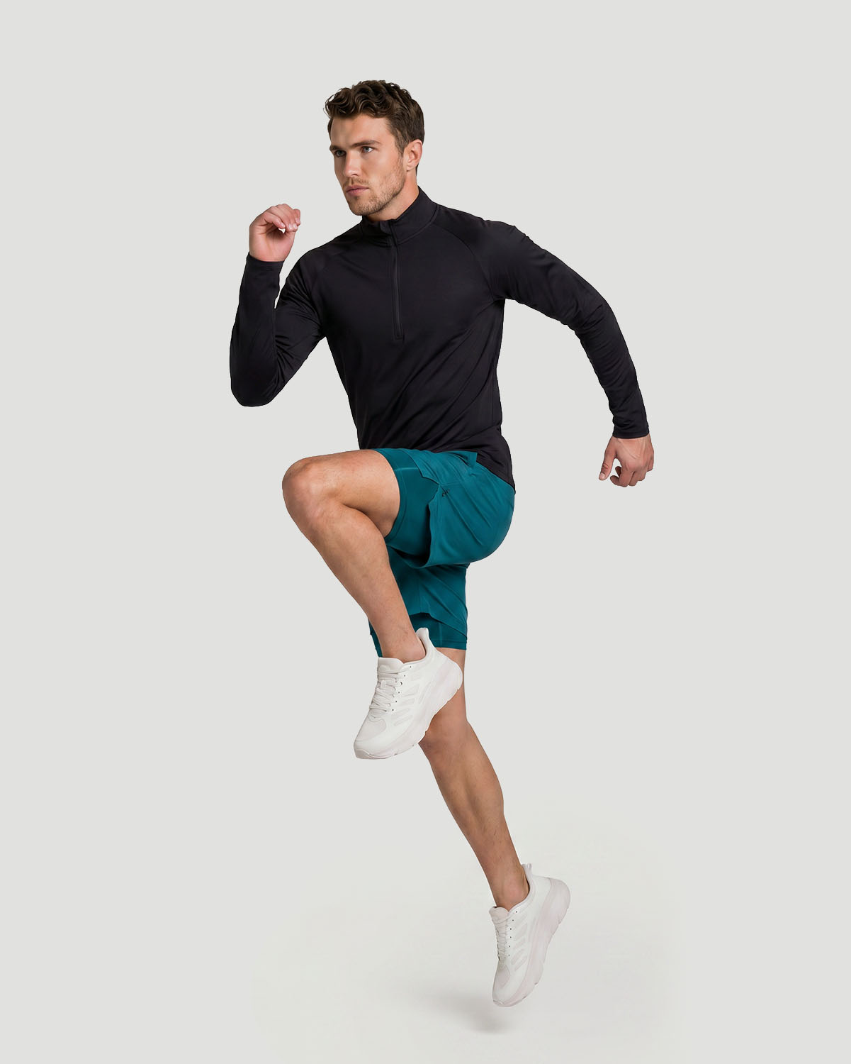 Men's Half-Zip Long Sleeve T-Shirt - Jet Black image number 5