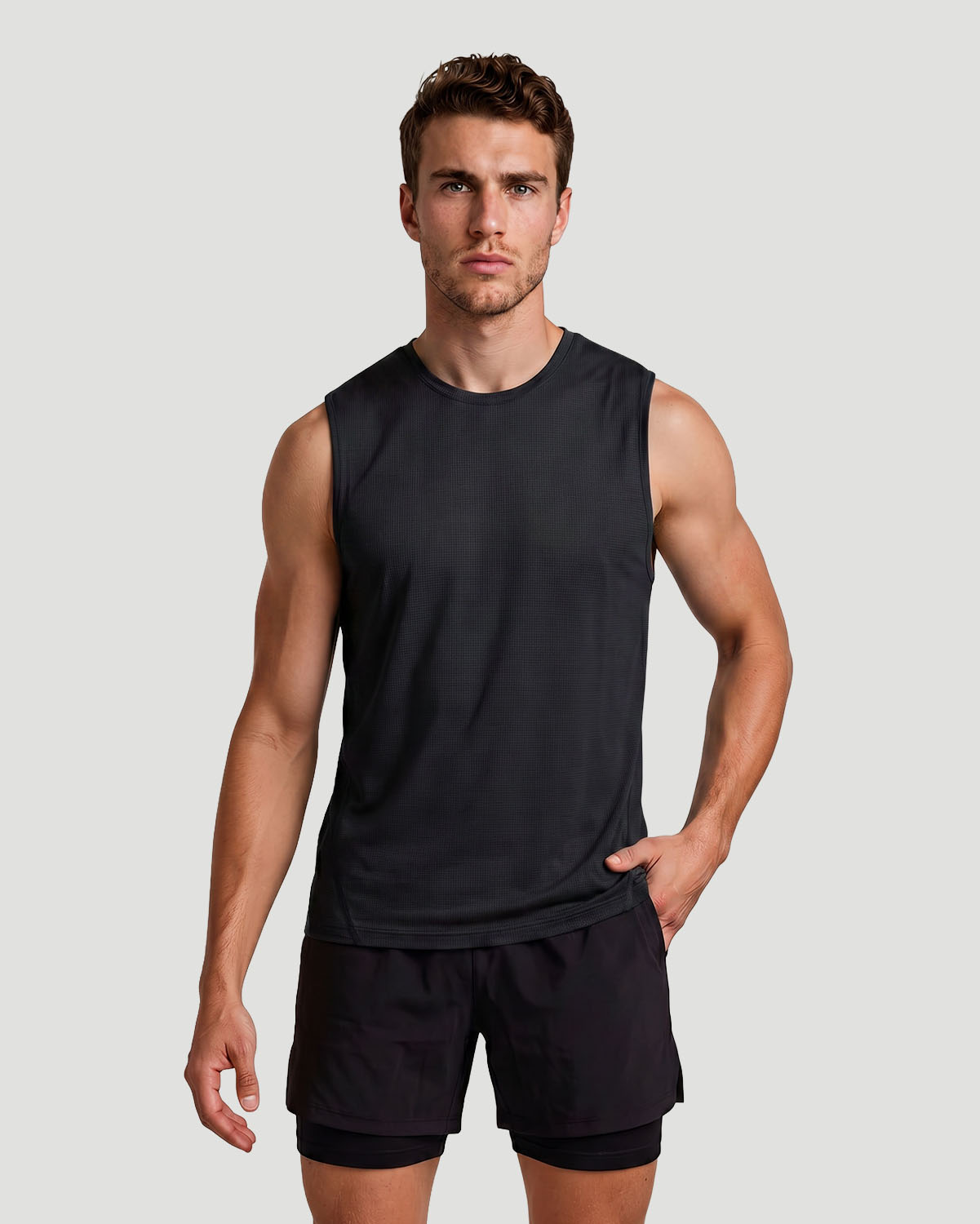 Men's Sleeveless T-Shirt - Jet Black image number 1
