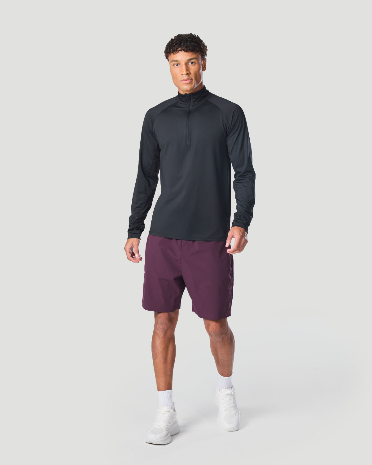 Men's Half-Zip Long Sleeve T-Shirt - Jet Black image number 4