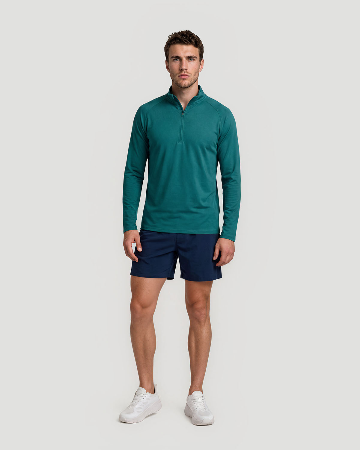 Men's Half-Zip Long Sleeve T-Shirt - Shaded Spruce image number 2