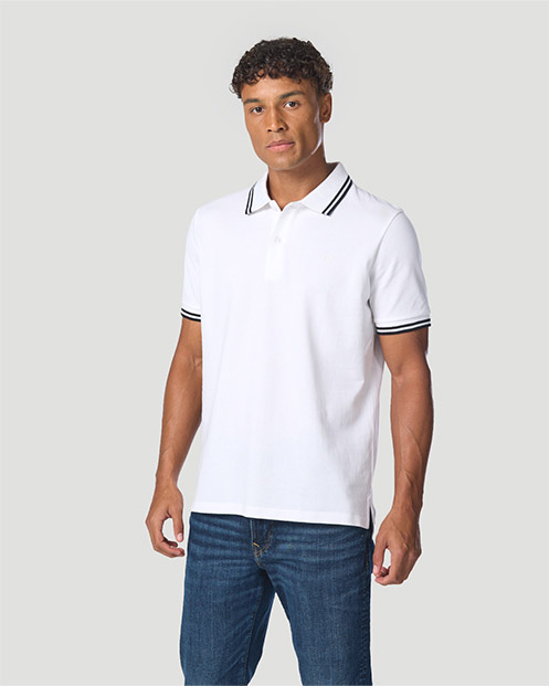 Men's Basic Tipping Polo - White