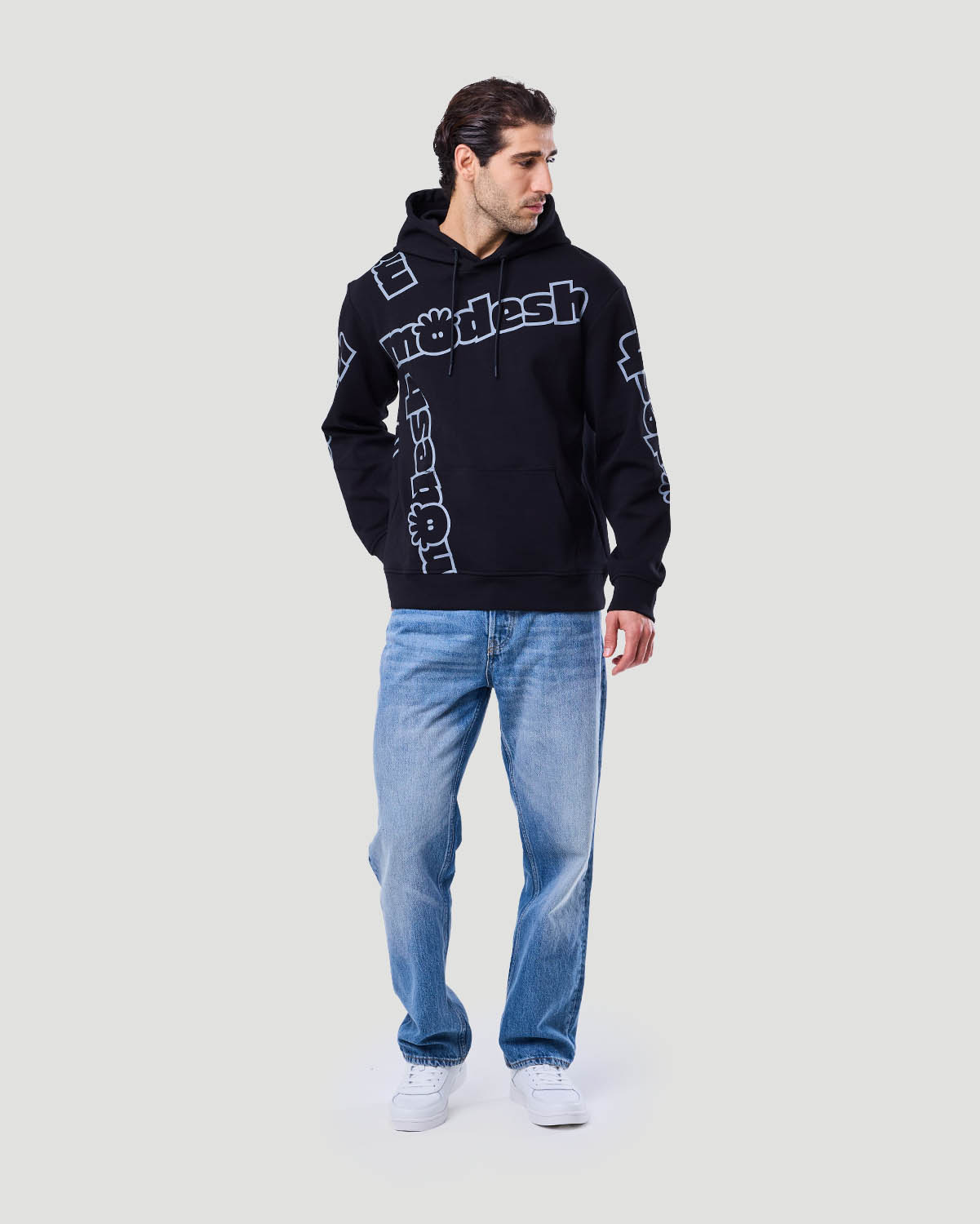 Men's Printed Hoodie - Jet Black image number 0