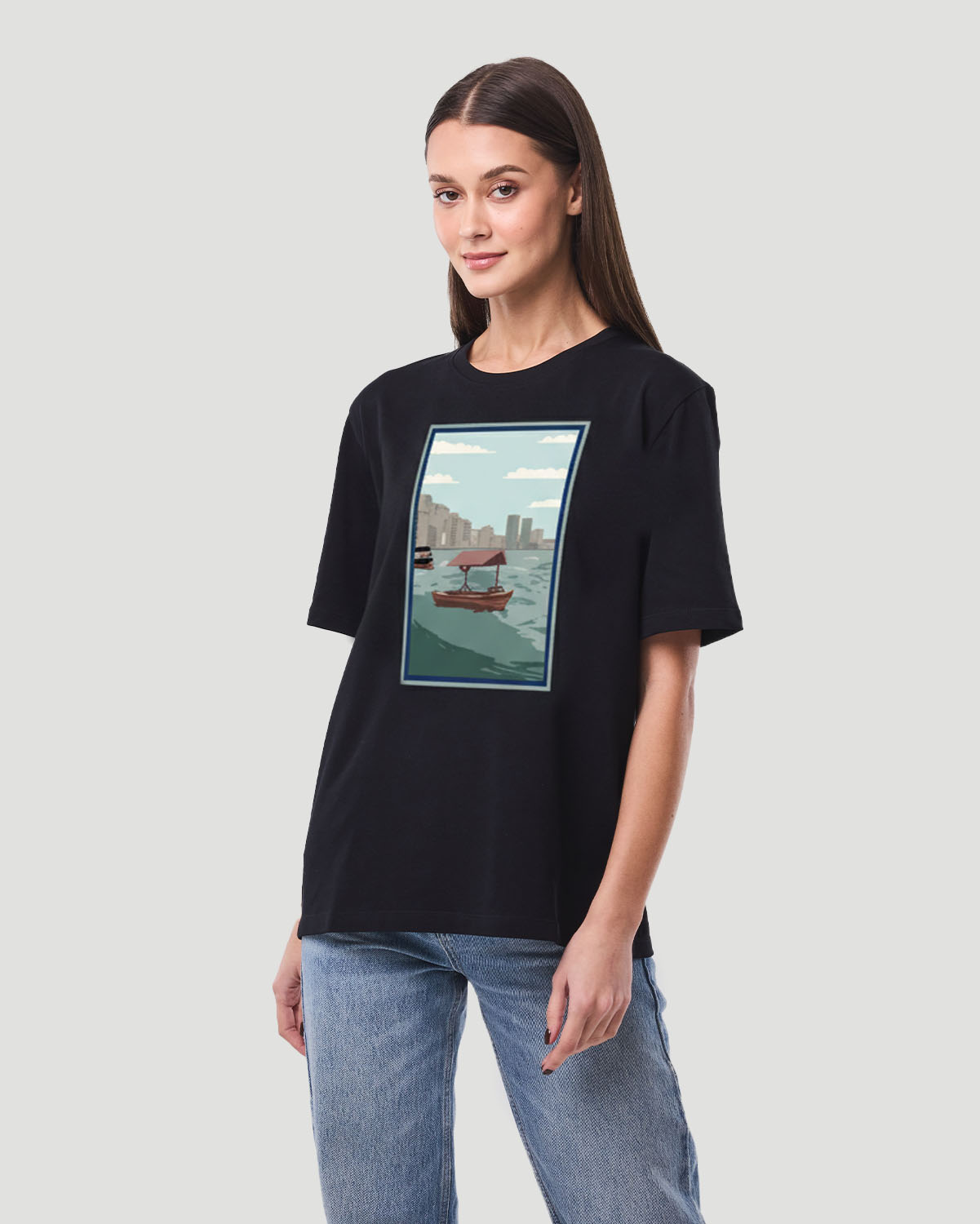 Women's Graphic T-Shirt-Dhow Boat - Jet Black image number 0