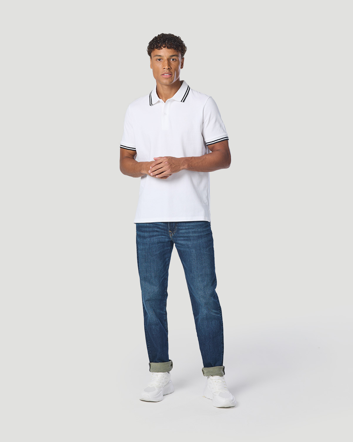 Men's Basic Tipping Polo - White image number 4