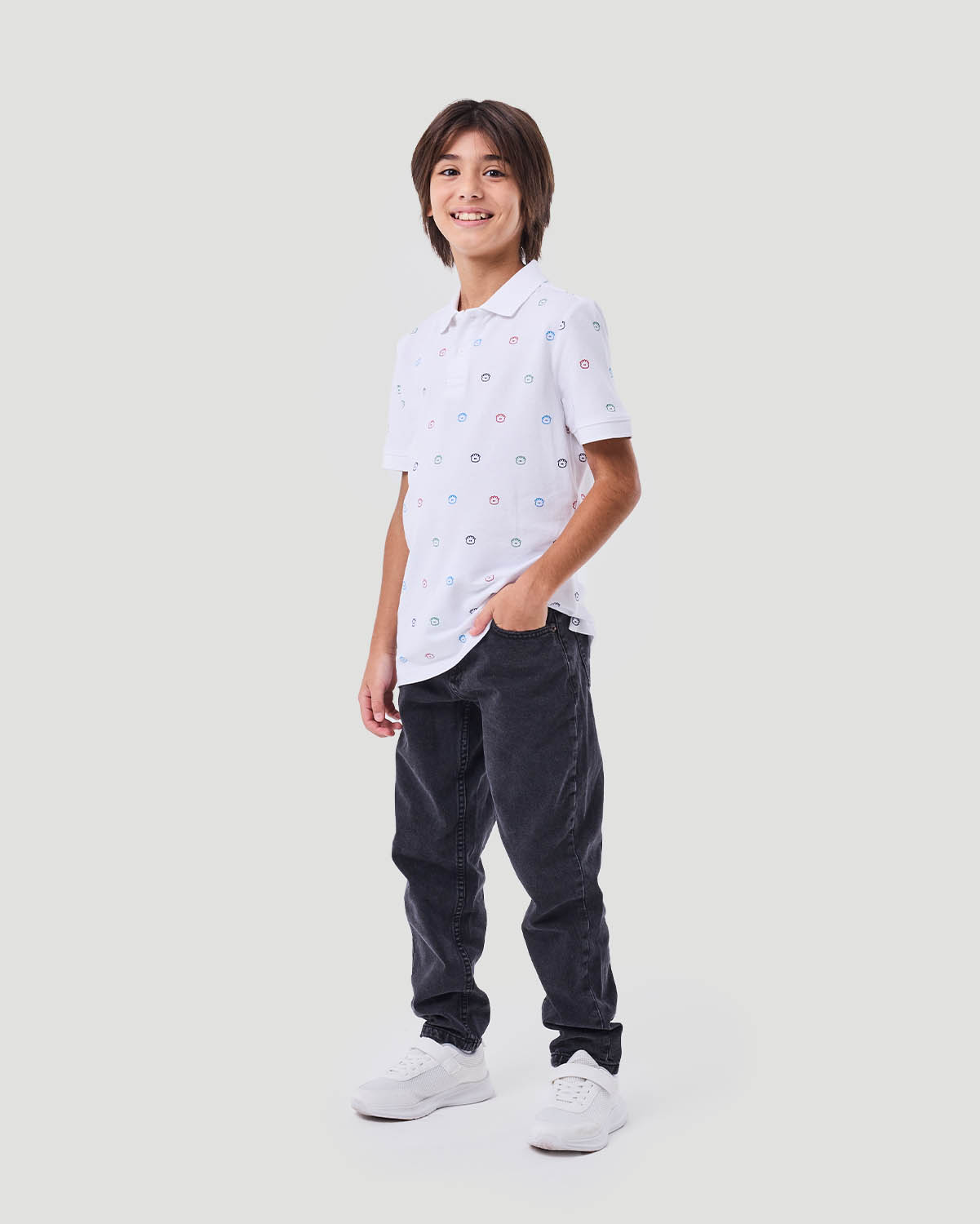 Boy's Printed Polo T- shirt - White image number 0
