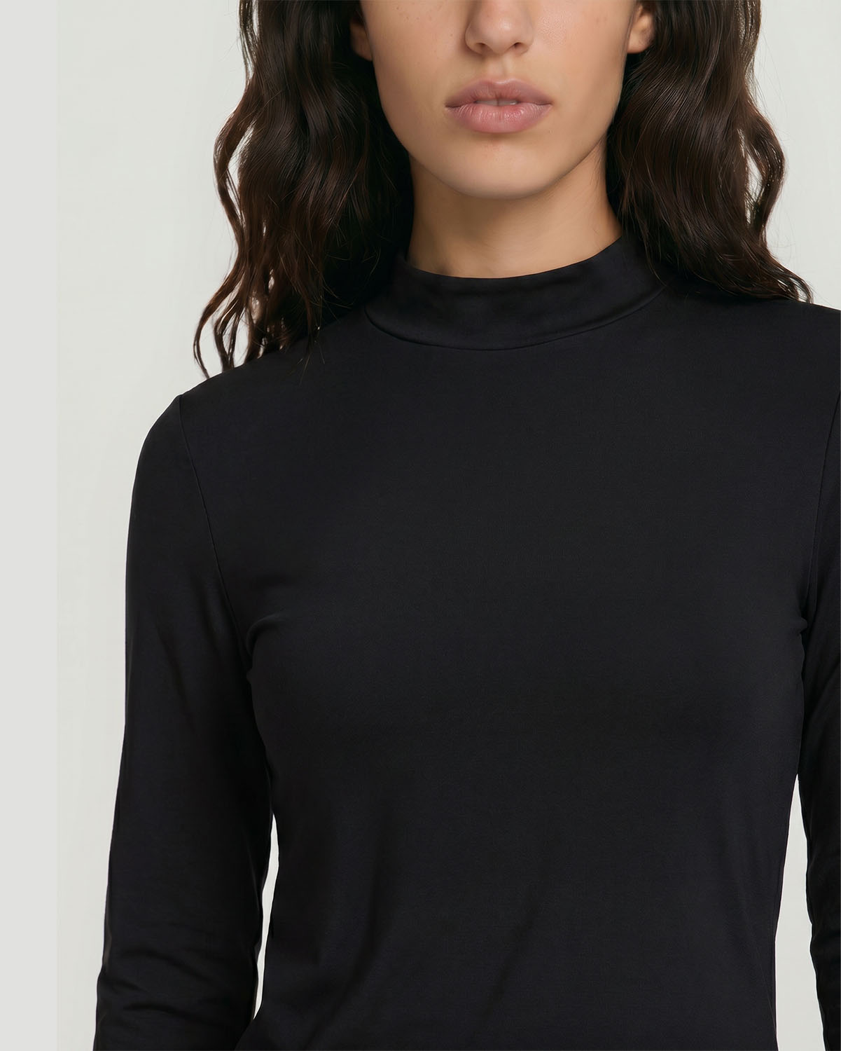 Women's High Neck T-Shirt - Jet Black image number 5