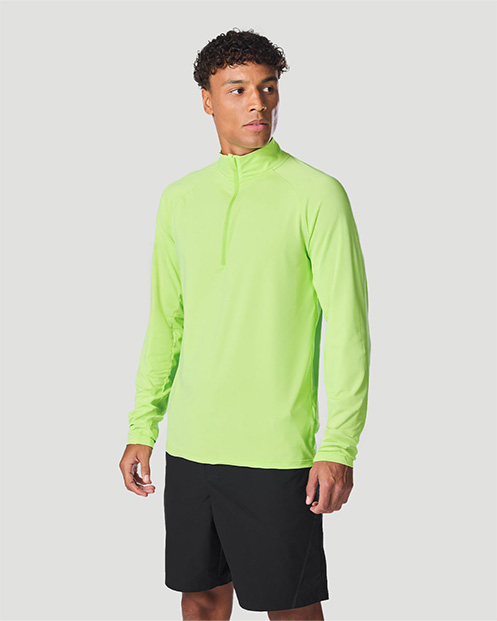 Men's Half-Zip Long Sleeve T-Shirt - Paradise Green
