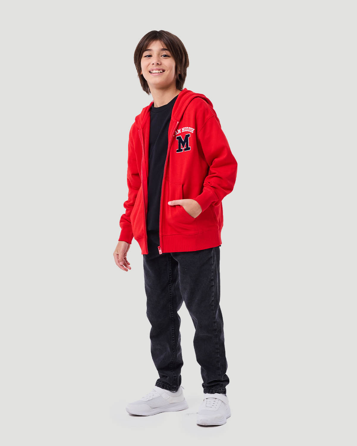 Boy's Zip Hoodie - High Risk Red image number 1