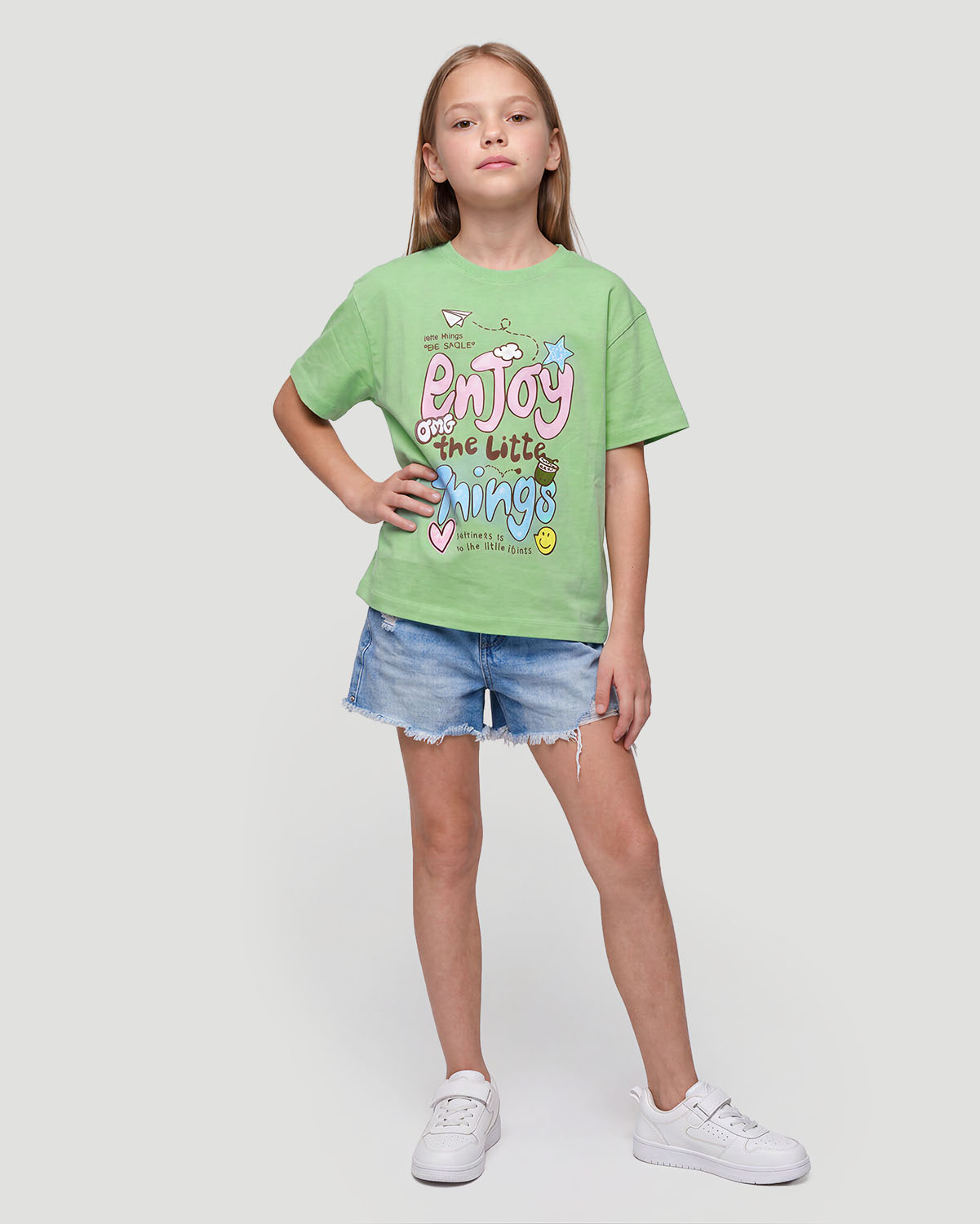 Girls Graphic T-Shirt - Enjoy Little things - Quiet Green image number 2