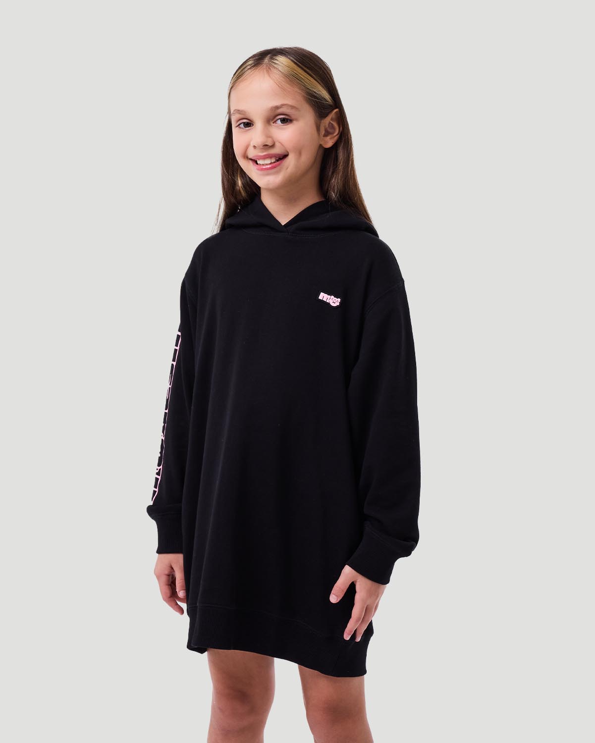 Girl's Hoodie Dress - Jet Black image number 2