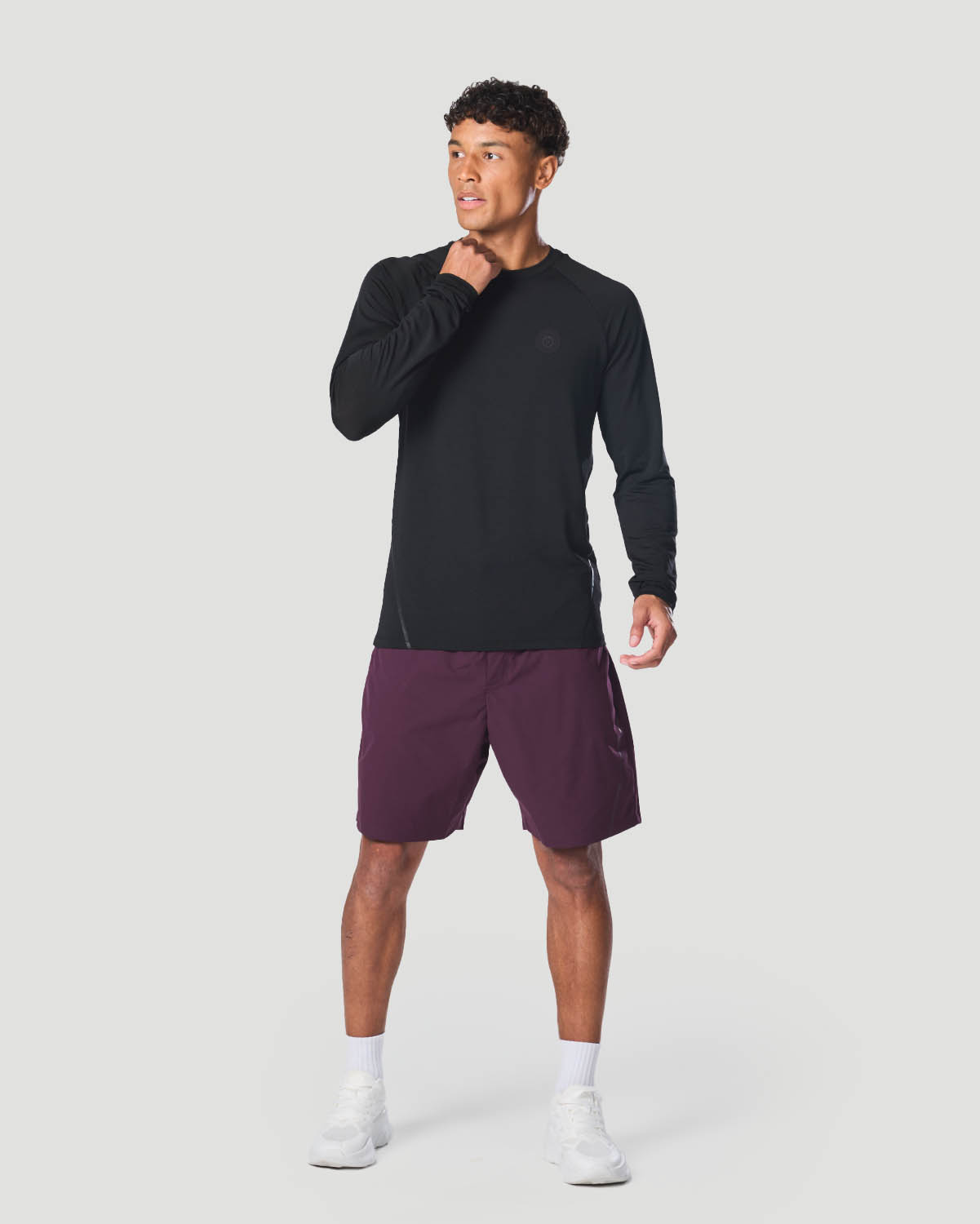 Men's Crew Neck Long Sleeve T-Shirt - Jet Black image number 4