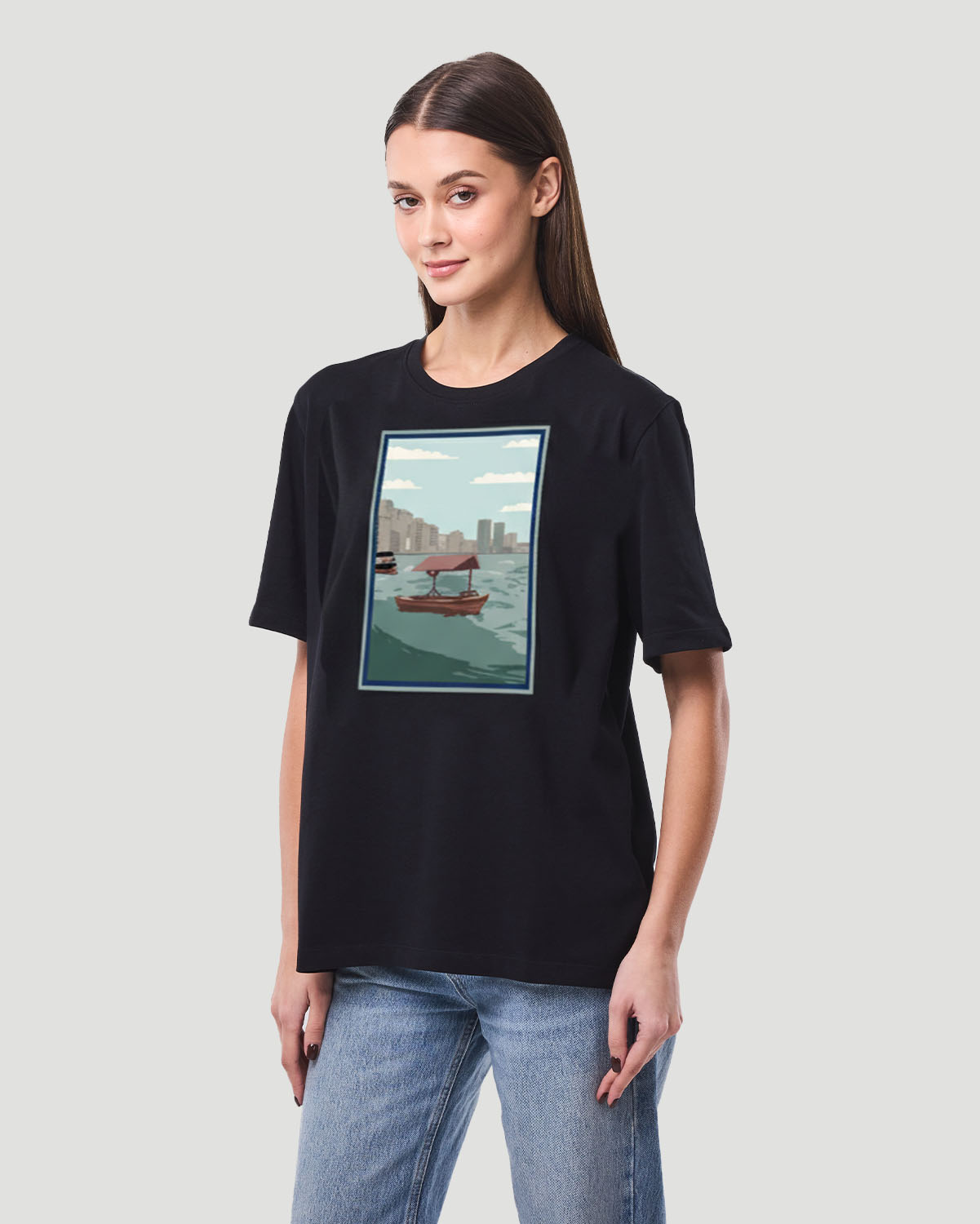Women's Graphic T-Shirt-Dhow Boat - Jet Black image number 1