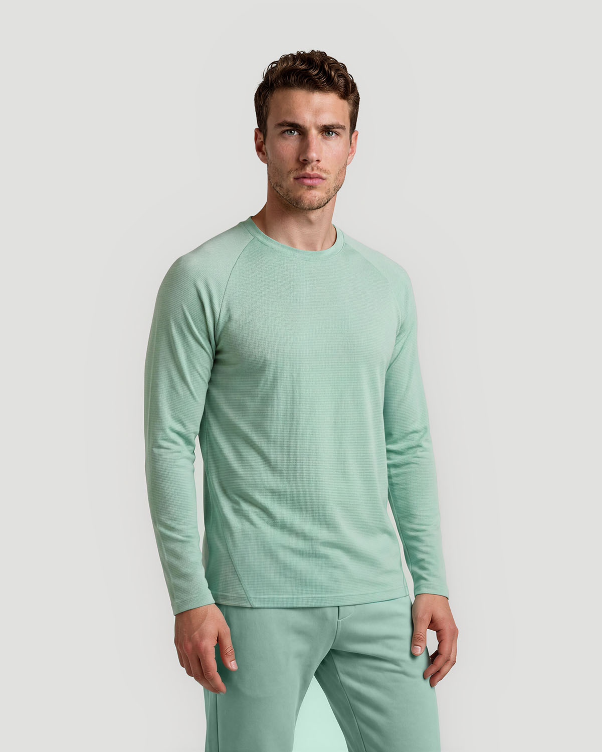 Men's Crew Neck Long Sleeve T-Shirt - Iceberg Green image number 0