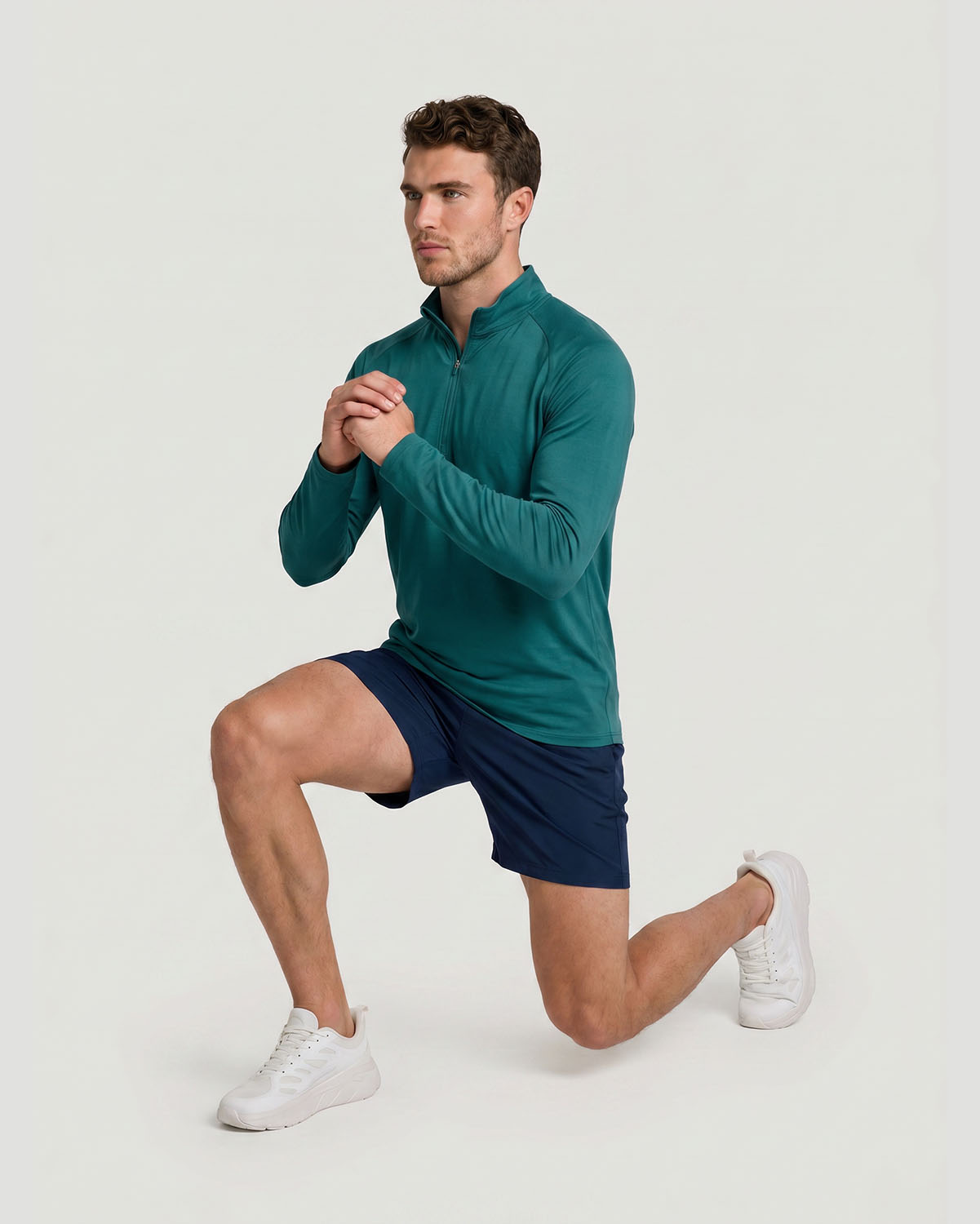 Men's Half-Zip Long Sleeve T-Shirt - Shaded Spruce image number 4