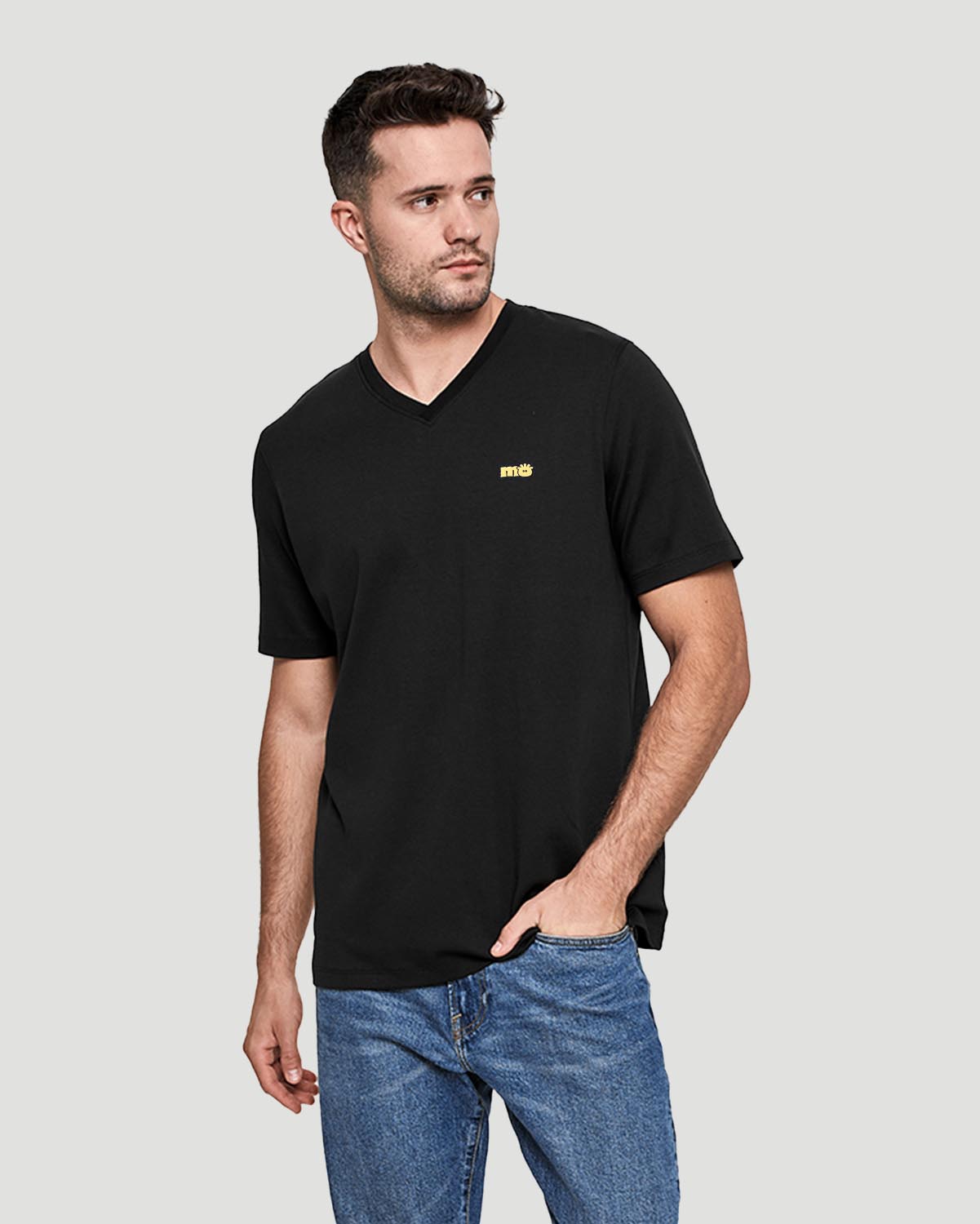 Men's V-neck T-shirt - Jet Black image number 1