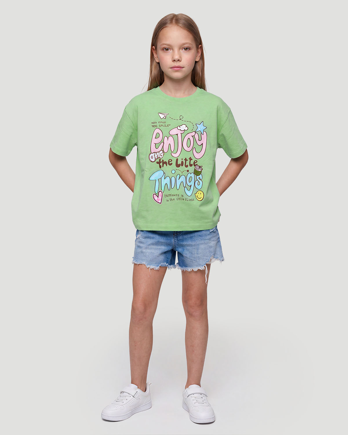 Girls Graphic T-Shirt - Enjoy Little things - Quiet Green image number 3