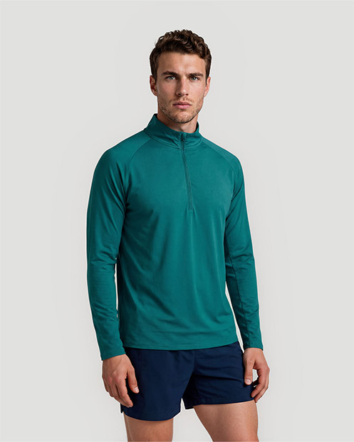 Men's Half-Zip Long Sleeve T-Shirt - Shaded Spruce
