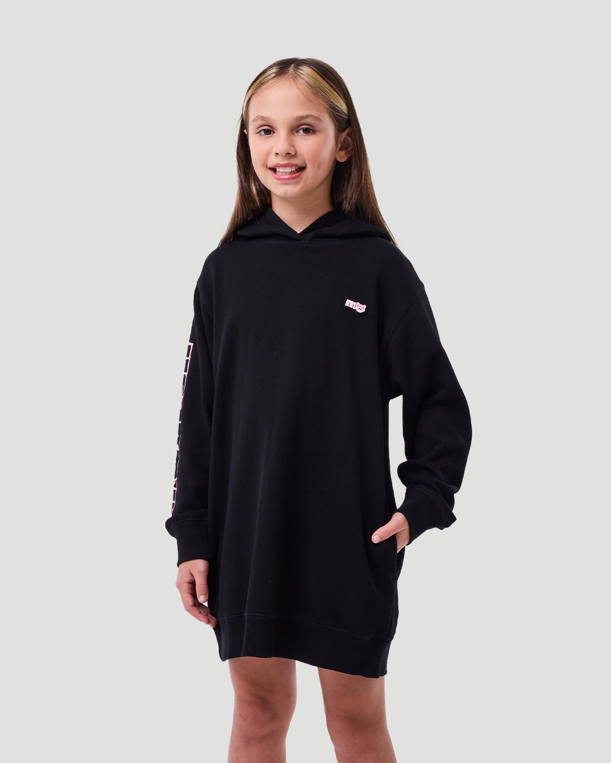 Girl's Hoodie Dress - Jet Black image number 3