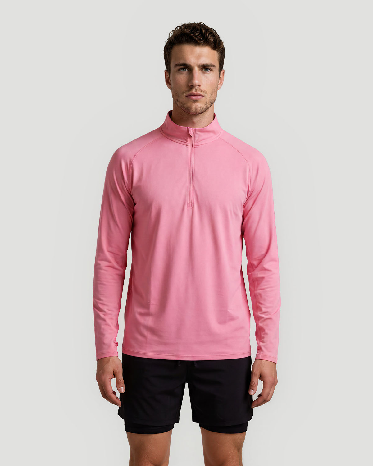 Men's Half-Zip Long Sleeve T-Shirt - Cashmere Rose image number 1