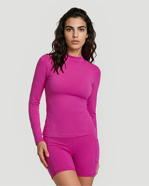 Women's High Neck T-Shirt - Rose Violet