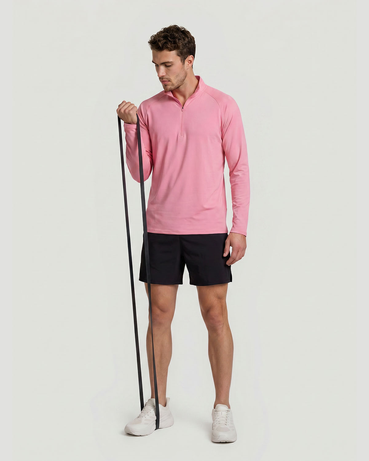 Men's Half-Zip Long Sleeve T-Shirt - Cashmere Rose image number 4