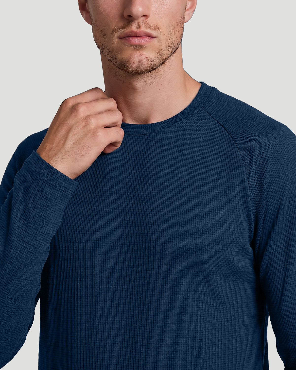 Men's Crew Neck Long Sleeve T-Shirt - Navy image number 4