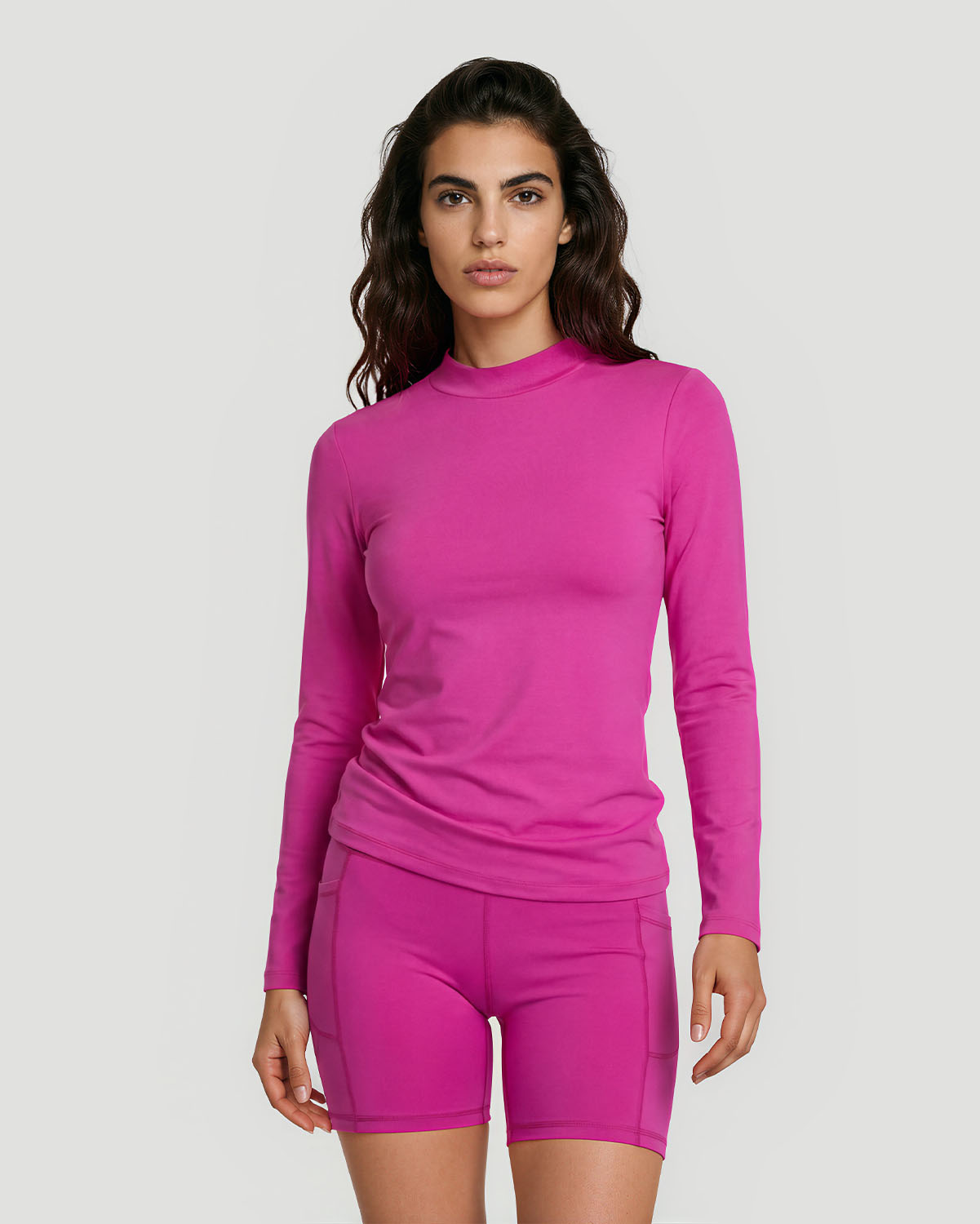 Women's High Neck T-Shirt - Rose Violet image number 1