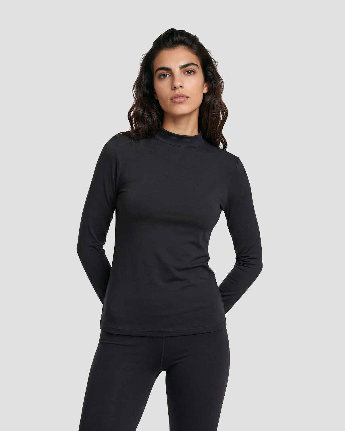 Women's High Neck T-Shirt - Jet Black image number 0