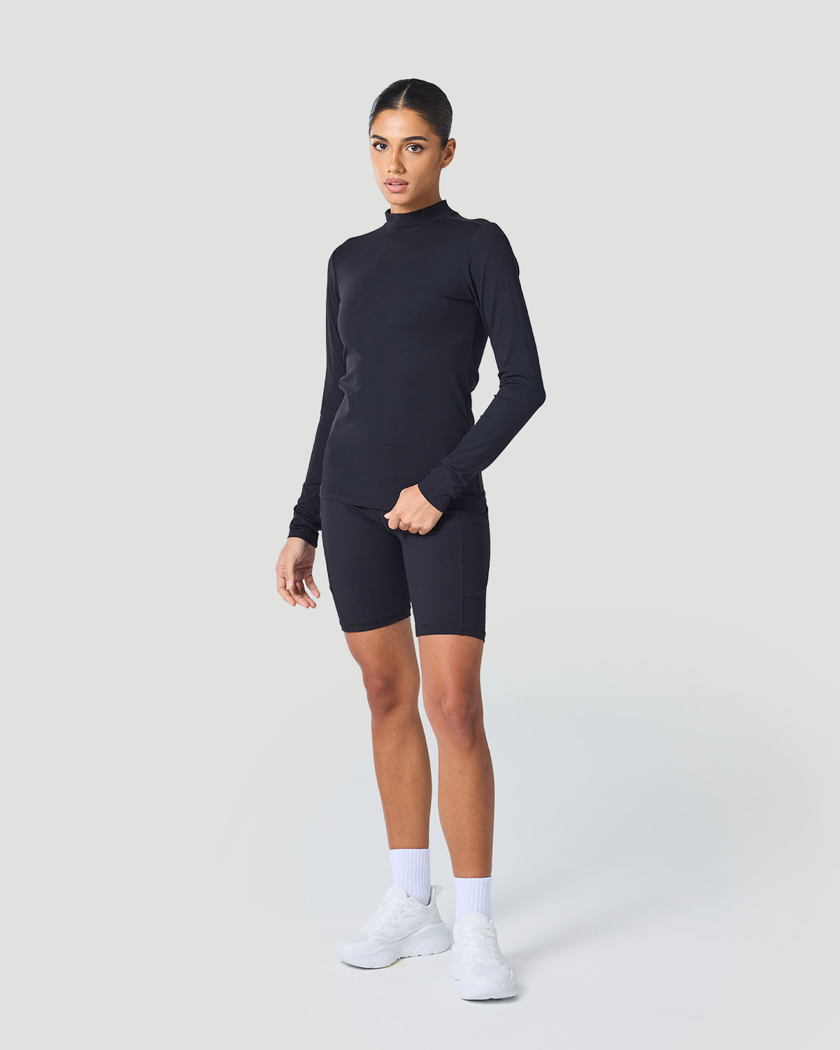 Women's High Neck T-Shirt - Jet Black image number 4