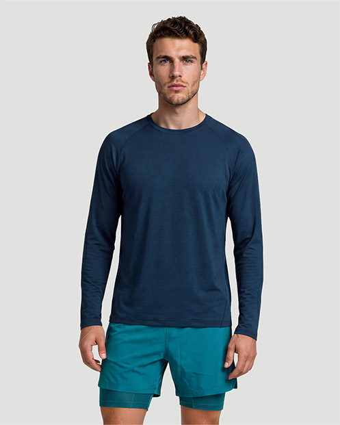 Men's Crew Neck Long Sleeve T-Shirt - Navy