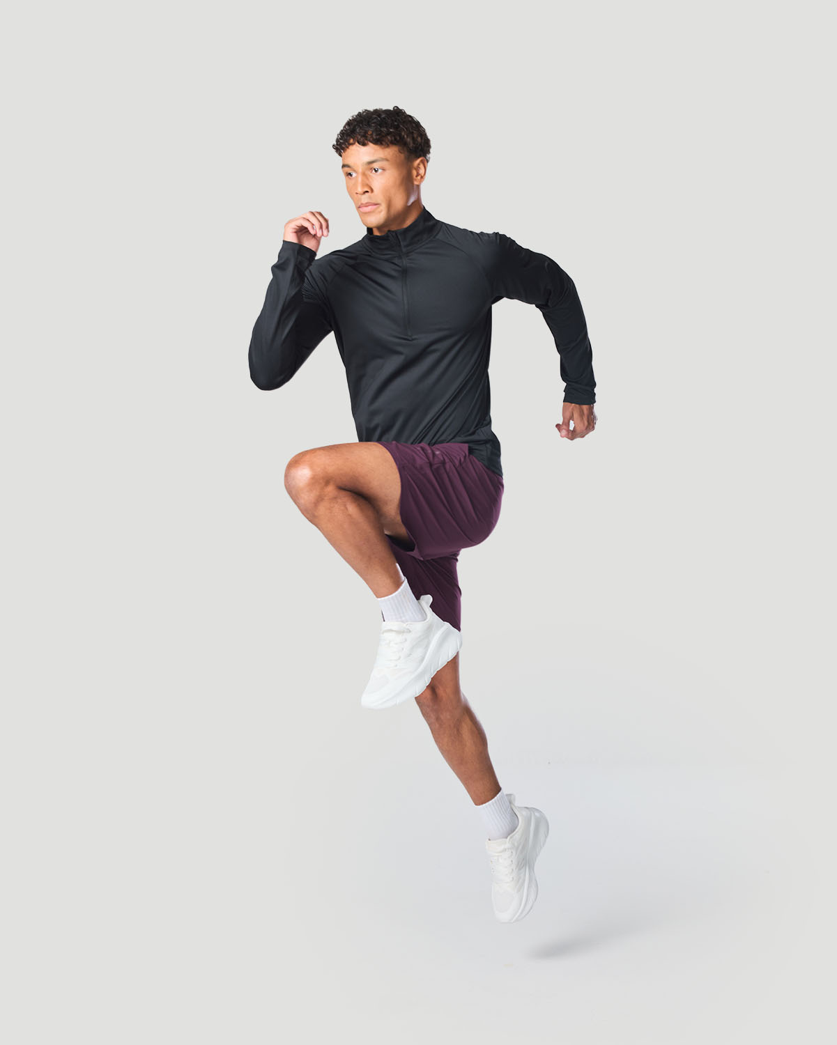 Men's Half-Zip Long Sleeve T-Shirt - Jet Black image number 5