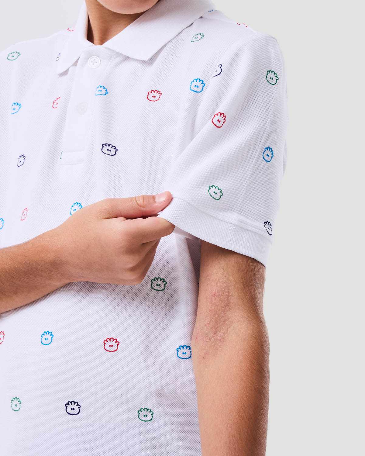 Boy's Printed Polo T- shirt - White image number 5