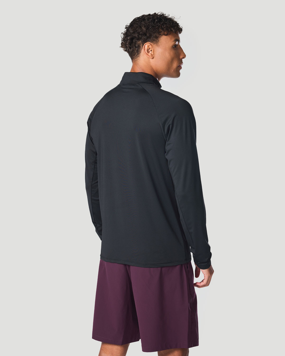 Men's Half-Zip Long Sleeve T-Shirt - Jet Black image number 1