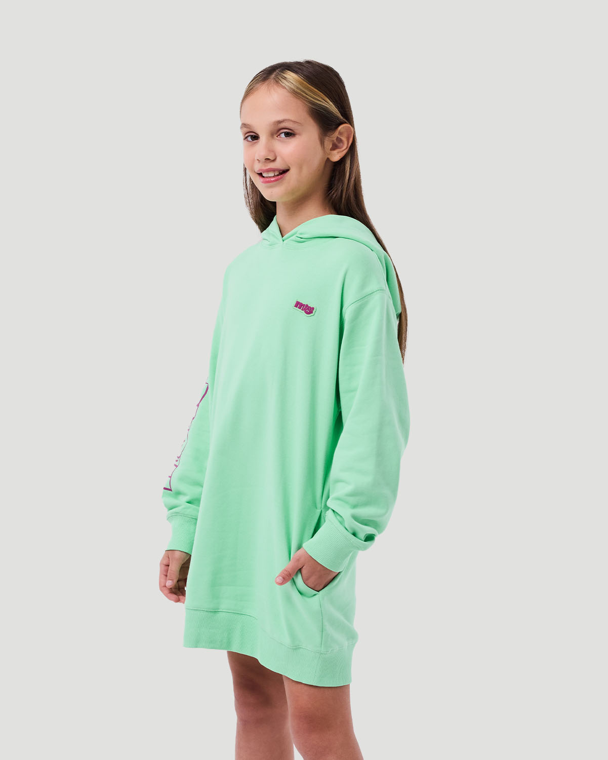 Girl's Hoodie Dress - Green Ash image number 3