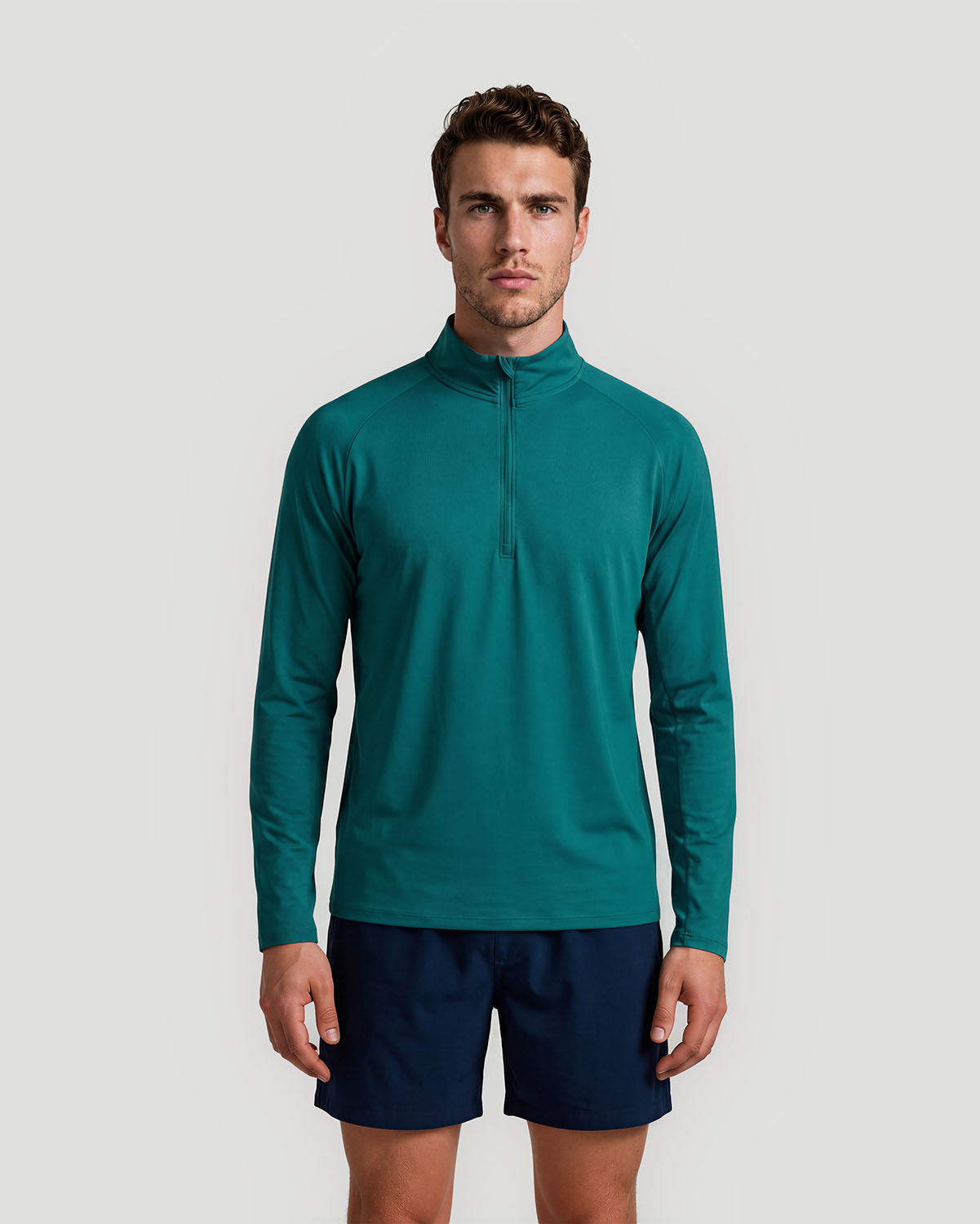 Men's Half-Zip Long Sleeve T-Shirt - Shaded Spruce image number 1