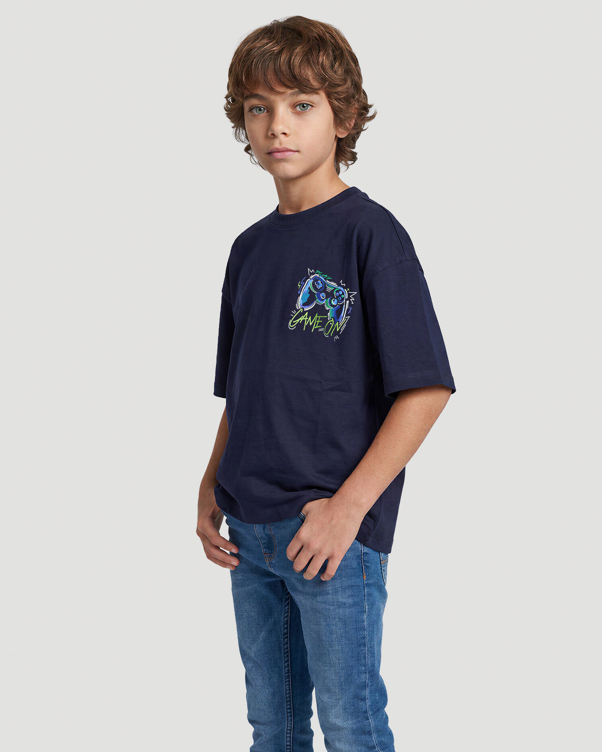 Boys Graphic T-Shirt - Game On - Navy image number 1